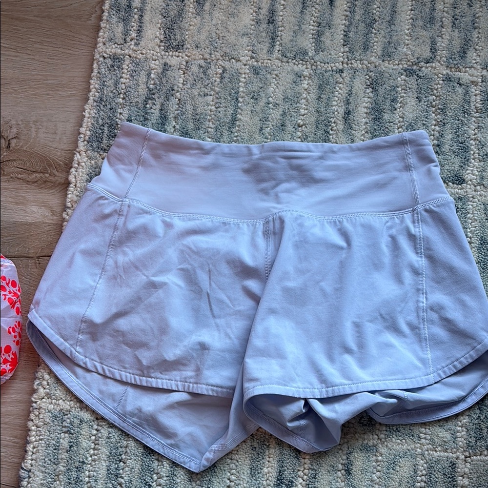 Lululemon high rise speed up short 4 inch light purple